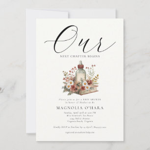 New Chapter Begins Storybook Floral Baby Shower Invitation