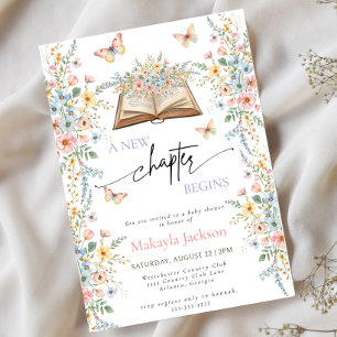 New Chapter Begins Storybook flowers Baby Shower Invitation