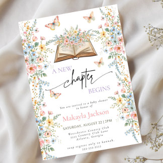 New Chapter Begins Storybook flowers Baby Shower Invitation