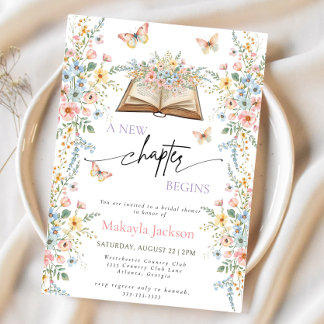 New Chapter Begins Storybook flowers Bridal Shower Invitation