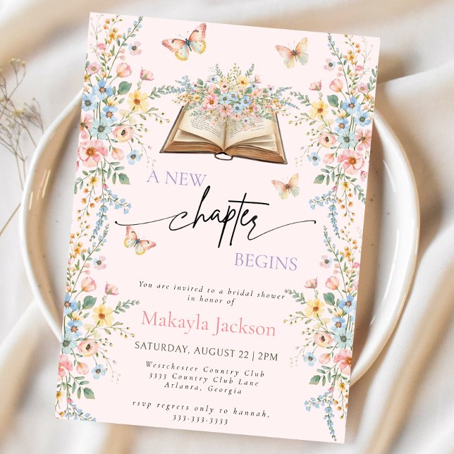 New Chapter Begins Storybook flowers Bridal Shower Invitation (Creator Uploaded)