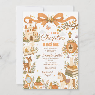 New Chapter Begins Storybook Girl Fall Baby Shower Invitation