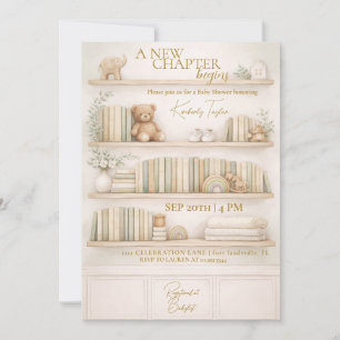 New Chapter Begins Storybook Neutral Baby Shower Invitation