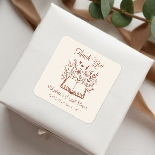 New Chapter Begins Terracotta Script Bridal Shower Square Sticker