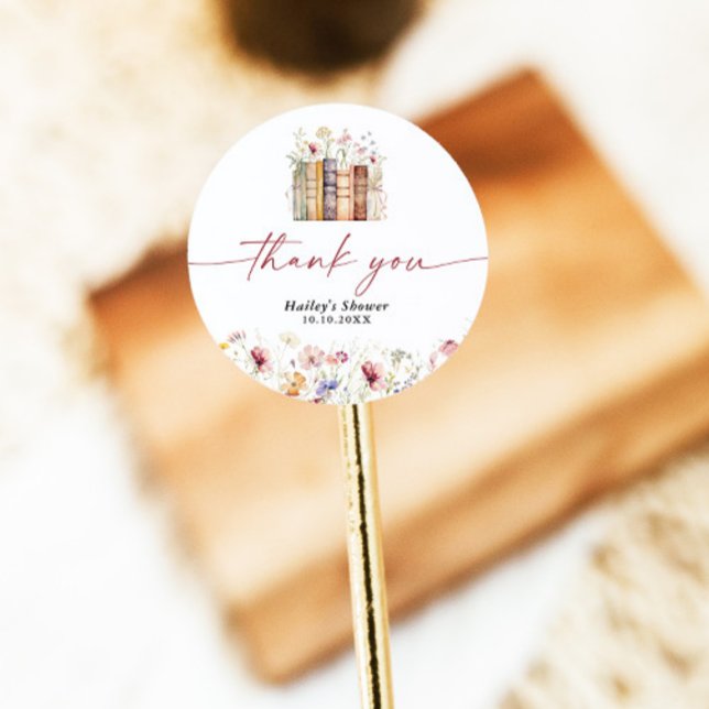 New Chapter Begins Wildflower Bridal Shower Classic Round Sticker (Creator Uploaded)