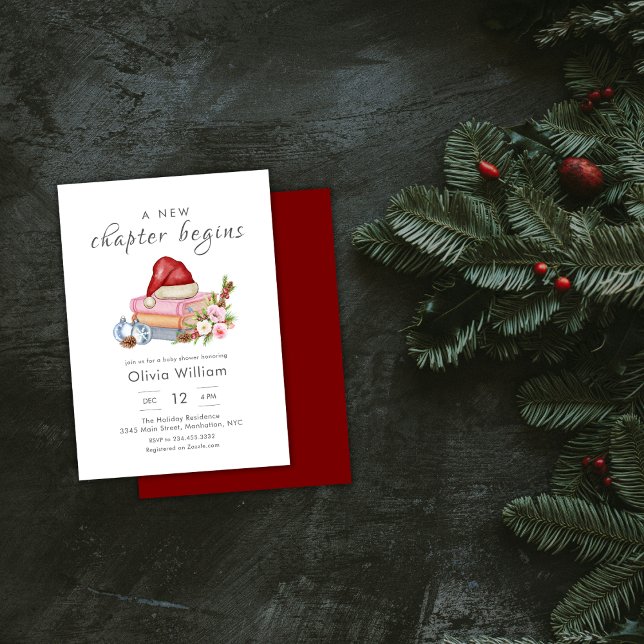 New Chapter Begins Winter Floral Baby Shower Invitation (New Chapter Begins Winter Floral Baby Shower Invitation)