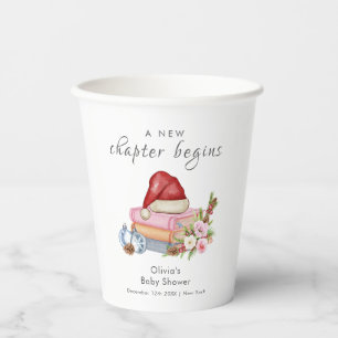 New Chapter Begins Winter Floral Baby Shower  Paper Cups