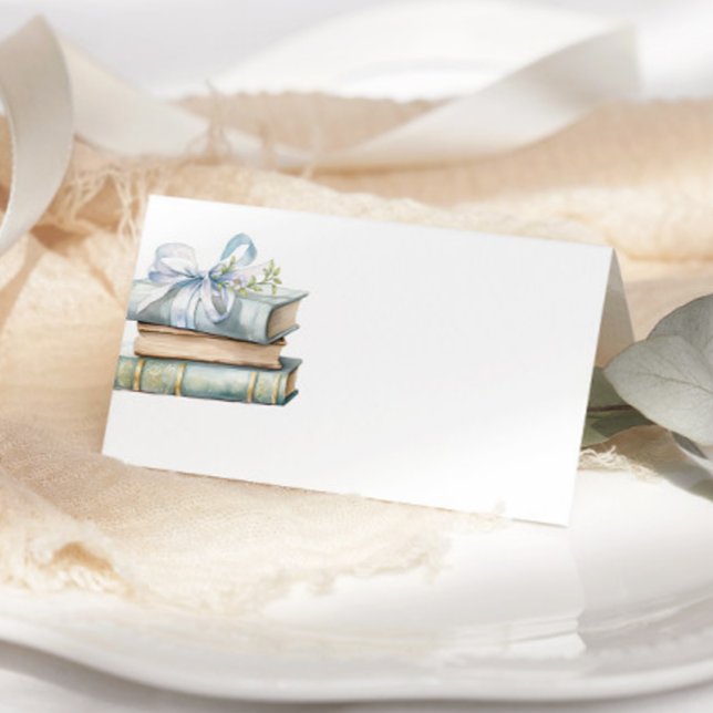 New Chapter Blue Bow Books Baby Shower place card (Creator Uploaded)