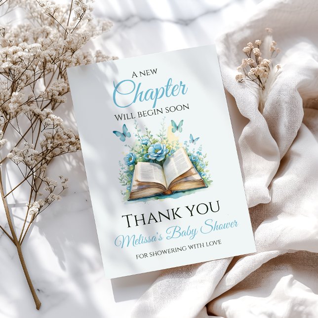 New Chapter Blue Boy Brunch StoryBook Baby Shower Thank You Card (Creator Uploaded)