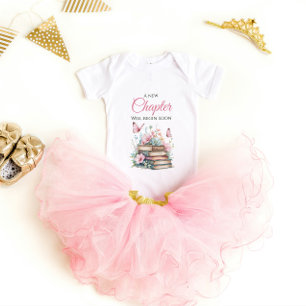 New Chapter Blush Pink Storybook Book Baby Shower Baby Bodysuit