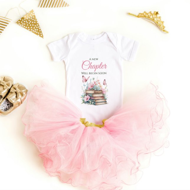 New Chapter Blush Pink Storybook Book Baby Shower Baby Bodysuit (Creator Uploaded)