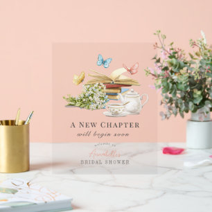 New Chapter Book Bridal Shower Welcome Acrylic Sign