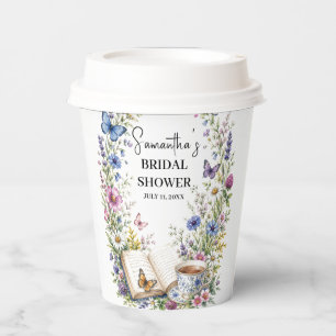 New Chapter Book Butterfly Floral Bridal Shower Paper Cups