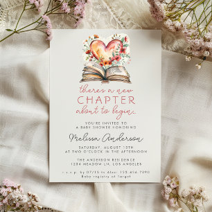 New Chapter Book Heart Gender Neutral Baby Shower Invitation