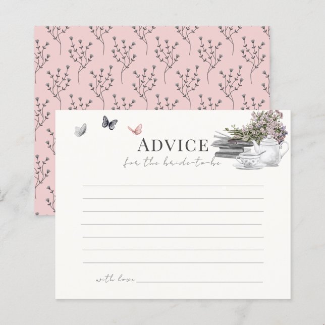 New Chapter Book Tea Pk Bridal Shower Advice Card (Front/Back)