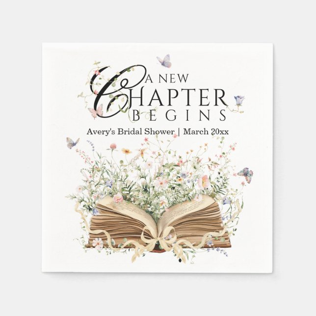 New Chapter Book Theme bridal shower Napkin (Front)