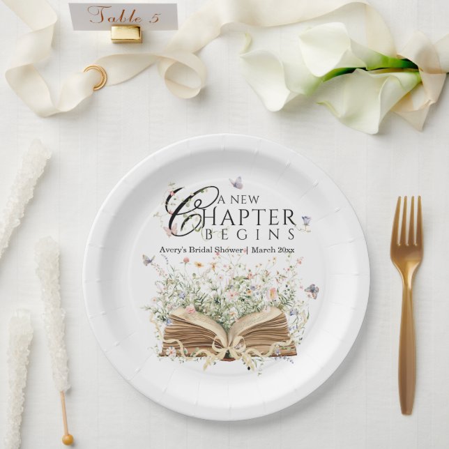 New Chapter Book Theme bridal shower Paper Plate (Wedding)