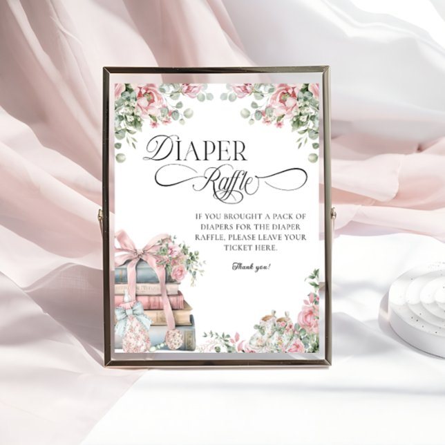 New Chapter Bow Floral Baby Shower Diaper Raffle Poster (Creator Uploaded)