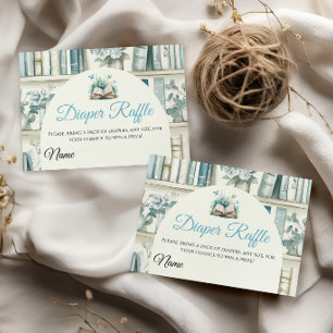 New Chapter Boy Library Book Baby Shower Diaper Enclosure Card
