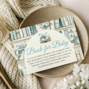 New Chapter Boy Library Book Baby Shower Game Enclosure Card