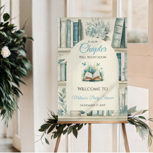 New Chapter Boy Library Book Baby Shower Welcome Poster