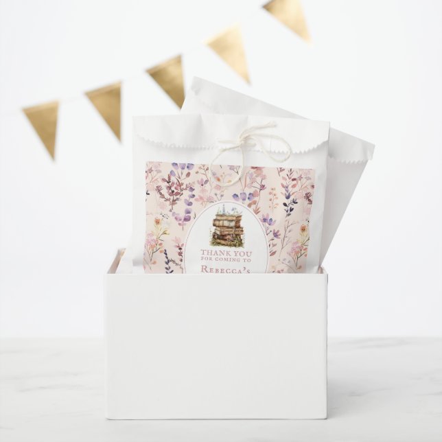 New chapter bridal shower watercolor, wildflower favour bags (Party)