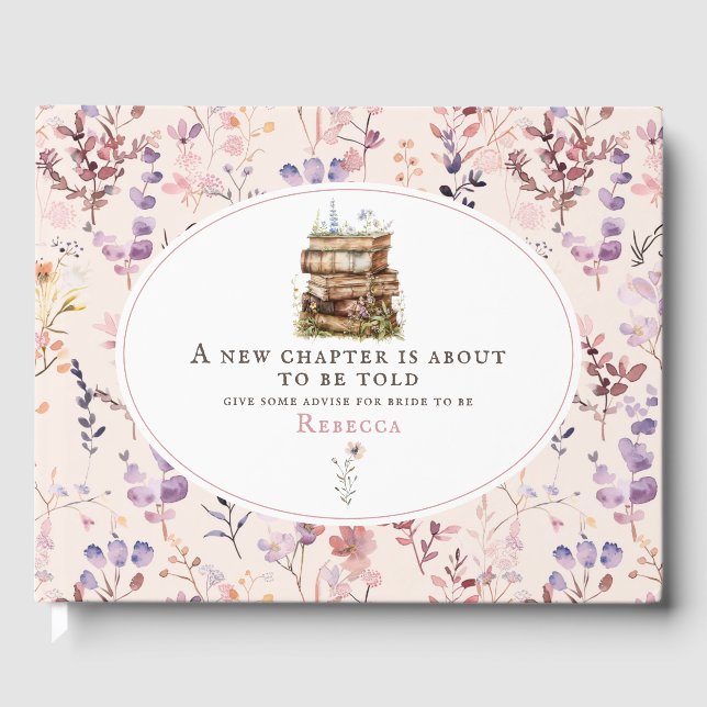 New chapter bridal shower watercolor, wildflower guest book (Front)