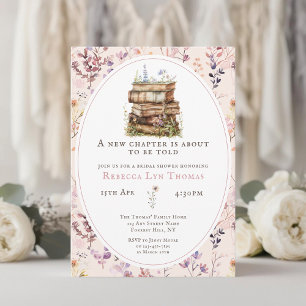 New chapter bridal shower watercolor, wildflower invitation