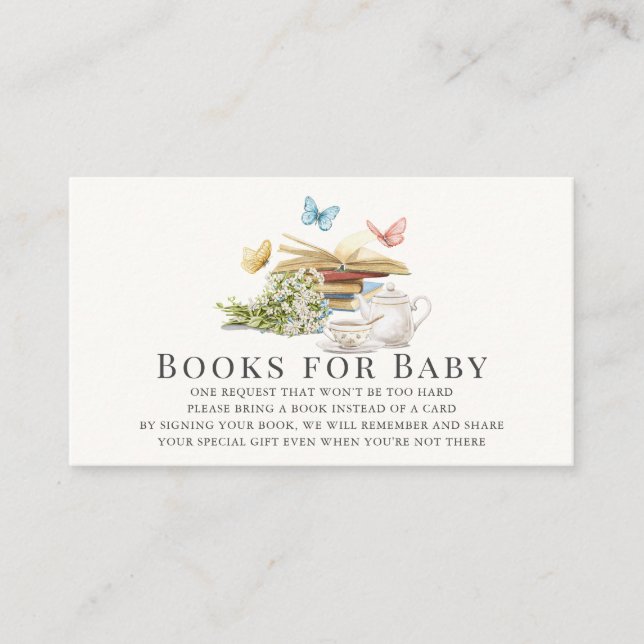 New Chapter Butterfly Baby Shower Book Request Enclosure Card (Front)