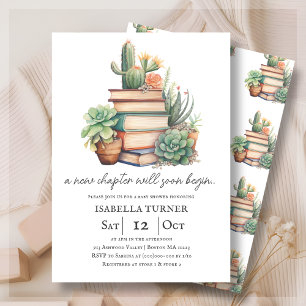 New Chapter Cactus & Books Baby Shower Invitation