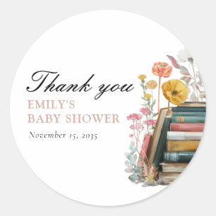 New Chapter Floral Baby Shower Classic Round Sticker