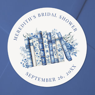 New Chapter Floral Book Bridal Shower Classic Round Sticker