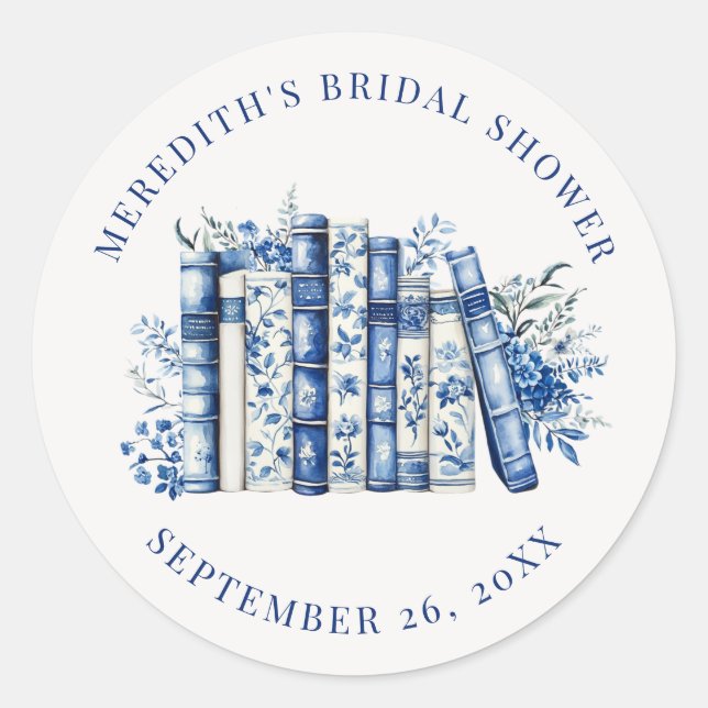 New Chapter Floral Book Bridal Shower Classic Round Sticker (Front)