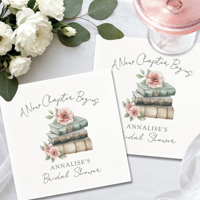 New Chapter Floral Book Bridal Shower Napkin (New Chapter Floral Book Bridal Shower Napkins)