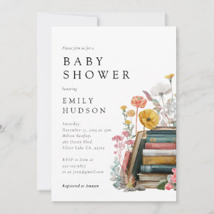 New Chapter Floral Books Baby Shower Invitation