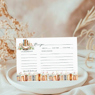 New Chapter Floral Books Bridal Shower Recipe  Enclosure Card