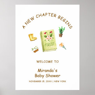 New Chapter Garden Book Baby Shower Welcome  Poster