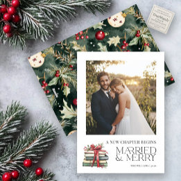 New Chapter Married & Merry Newlywed Red Bow Photo Holiday Card