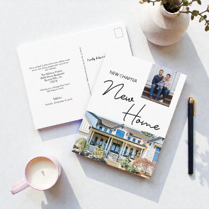 New Chapter New Home Family Custom Photo and House Postcard