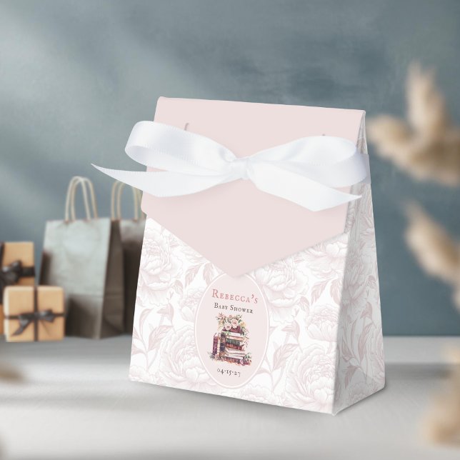 New chapter old books baby shower pale blush peony favour box (Creator Uploaded)