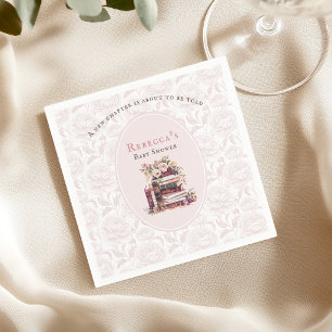 New chapter old books baby shower pale blush peony napkin