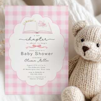 New Chapter Pink Book Baby Shower Invite