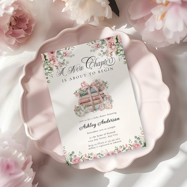 New Chapter Pink Bow Baby Shower Invitation (Creator Uploaded)