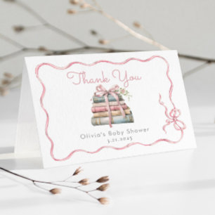 New Chapter Pink Bow Baby Shower Thank You Card