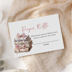New Chapter Pink Bow Book Diaper Raffle Enclosure Card