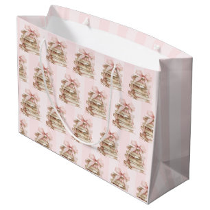 New Chapter Pink Bow Stripes Large Gift Bag