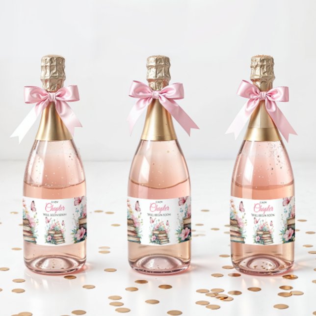 New Chapter Pink Girl Storybook Book Baby Shower Sparkling Wine Label (Creator Uploaded)