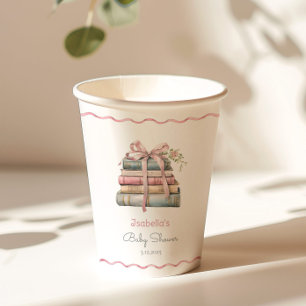 New Chapter pink ribbon Bow girl baby shower Paper Cups
