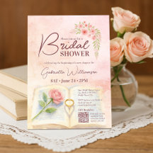 New Chapter Pink Rose & Ring Bridal Shower QR Code