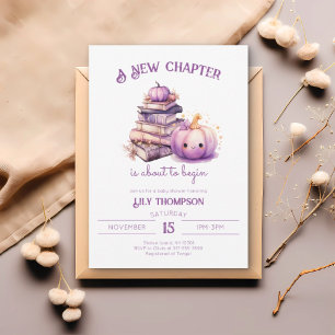 New Chapter Pumpkin Autumn Fall Baby Shower  Invitation